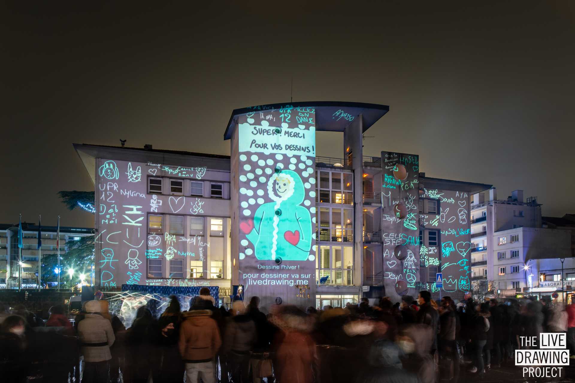 Façade projection on the Bron City Hall